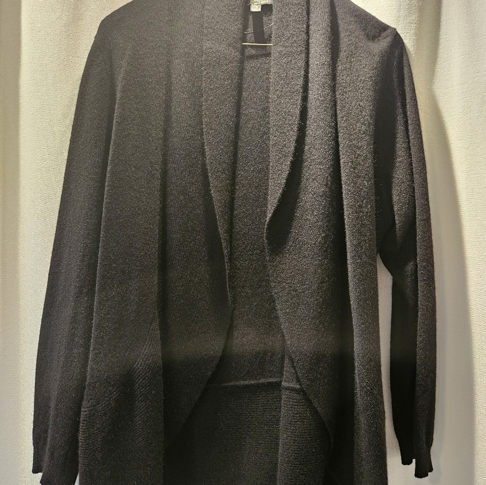 Black cashmere open cardigan PXL